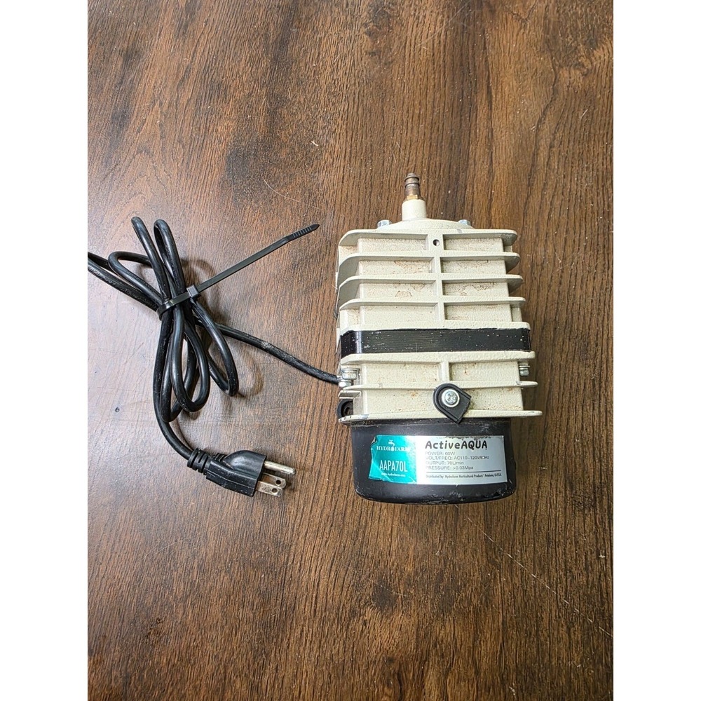 Hydrofarm ActiveAqua AAPA70L Air Pump‎ 60W 70L/Min With Cord
